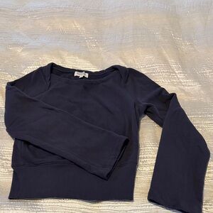 Nation LTD Navy Long Sleeve Cropped Sweatshirt